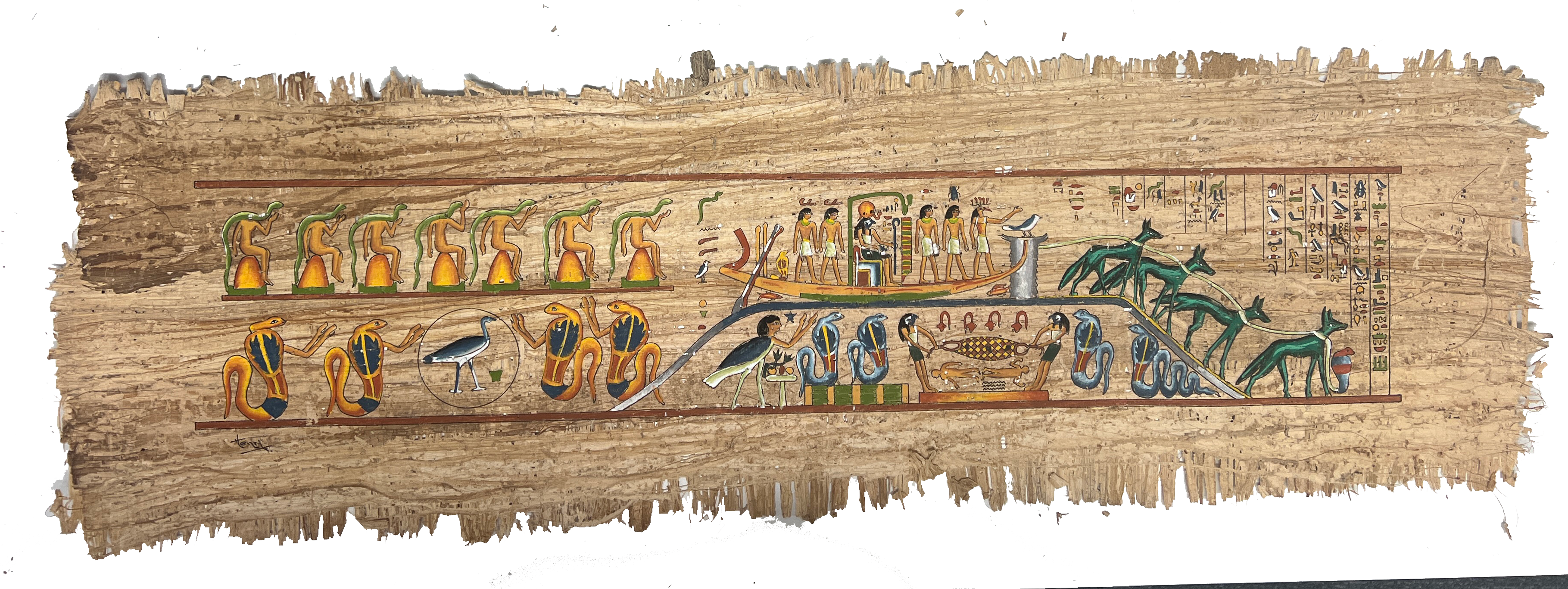 Opfergabe an die Götter und Pharaonen – Authentisches ägyptisches Papyrus-Gemälde