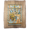 Pharao im Thronsaal mit Priestern – Authentisches ägyptisches Papyrus-Gemälde