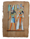 Der Gott Horus und die Göttin Hathor – Authentisches ägyptisches Papyrus-Gemälde